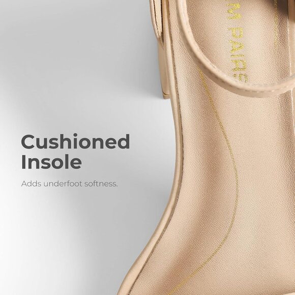 Dream Pairs Women's Nude Nubuck Chunky Block Heel Ankle Strap Sandals Shoes - Picture 5 of 8